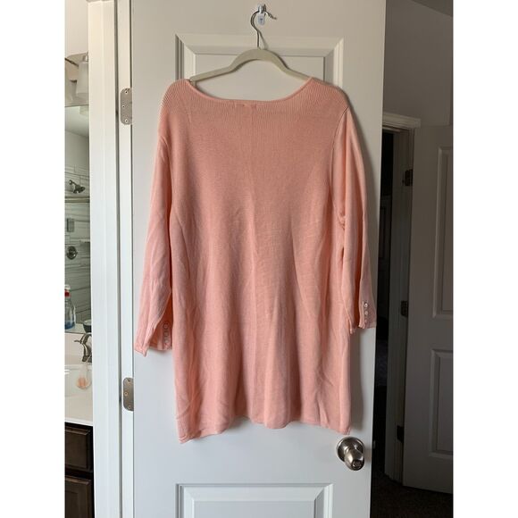 Roz & Ali Women Sweater Size 3X Pink V-Neck 3/4 Sleeve Relaxed Spring - Picture 3 of 7